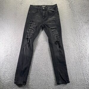 Freehold Jeans Men's 28x30 Black Cotton Denim Skinny Distressed Workwear Stretch